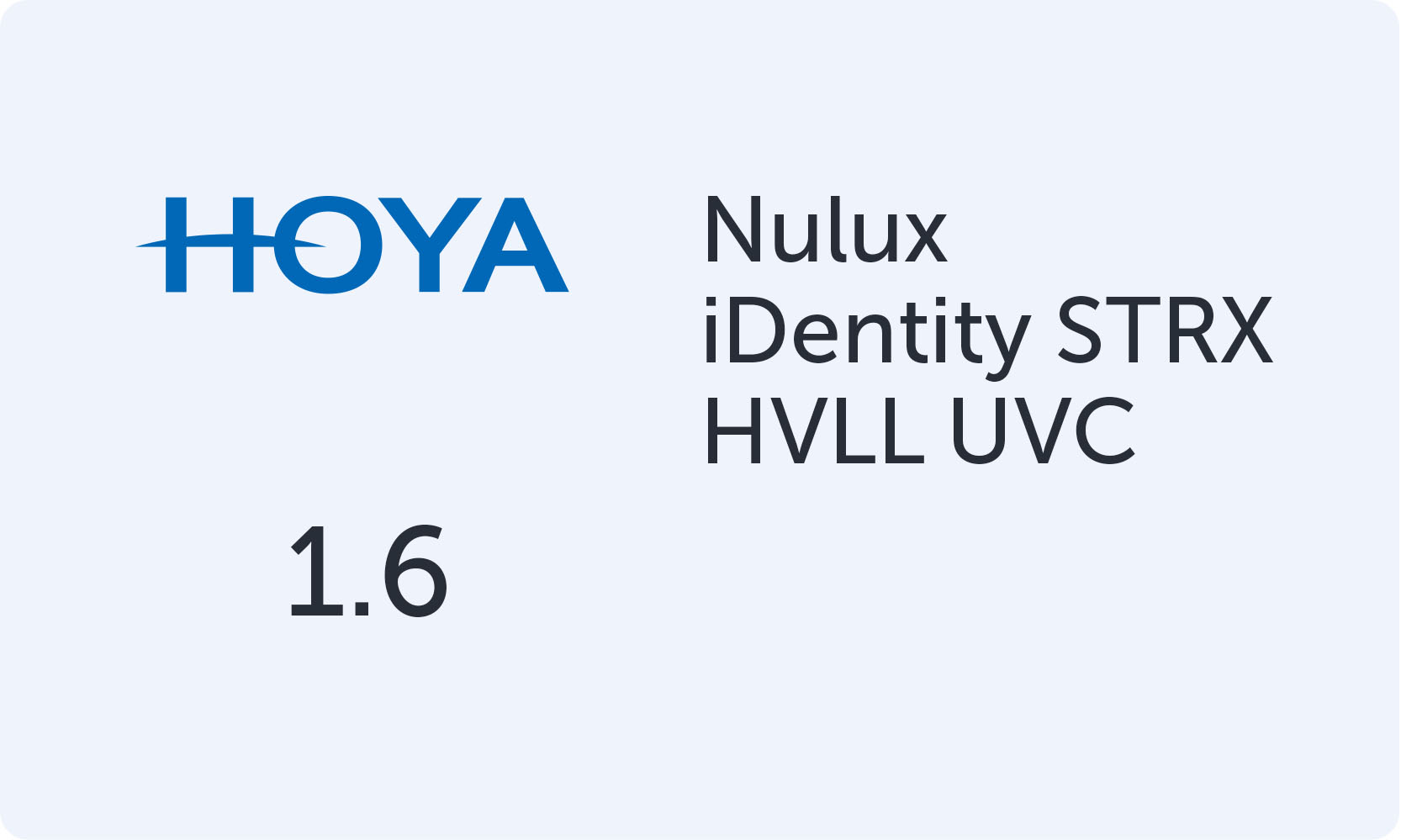 HOYA Nulux iDentity STRX 1.60 HVLL UVC