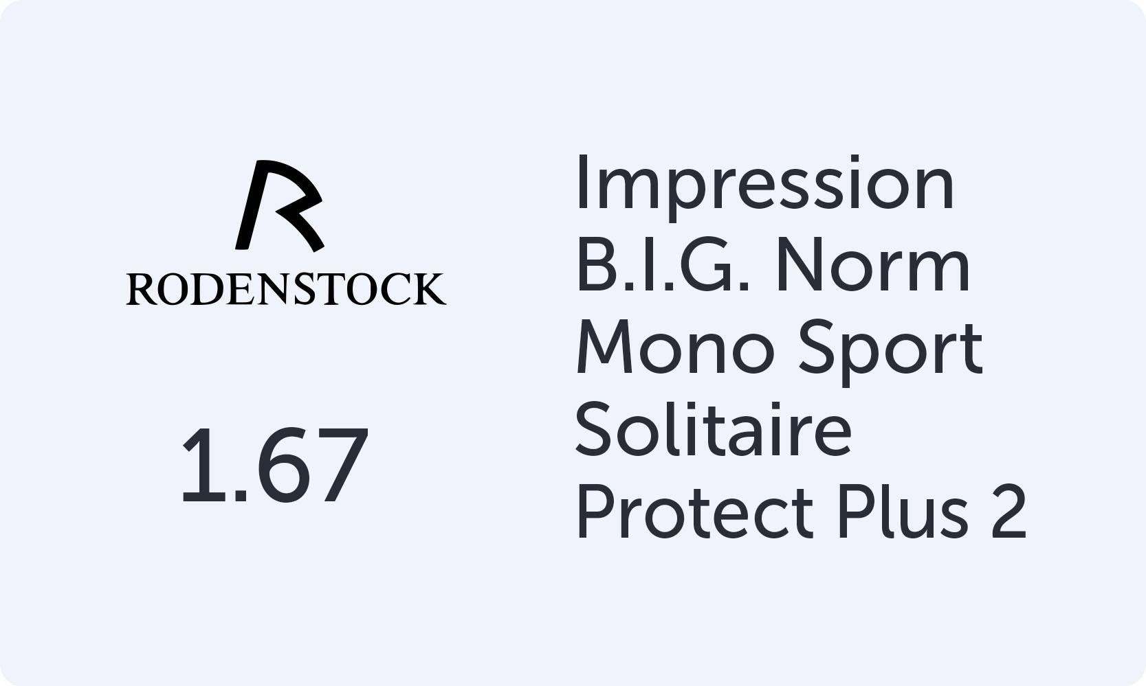 Rodenstock Impression B.I.G. Norm Mono Sport 1.67 Solitaire Protect Plus 2