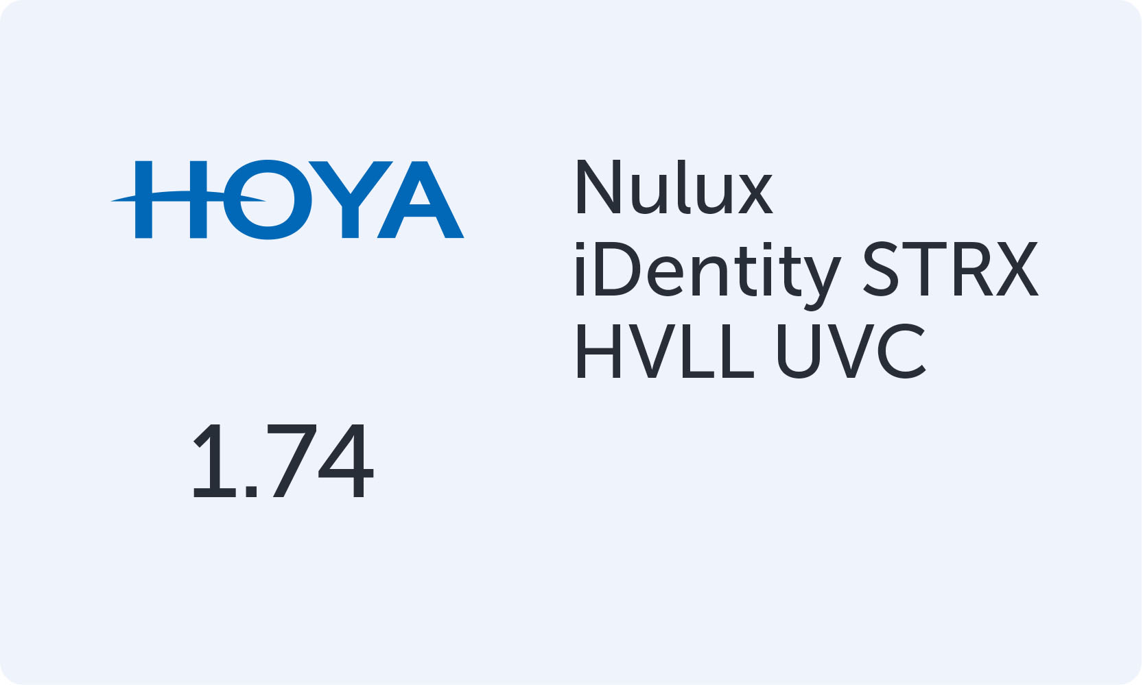 HOYA Nulux iDentity STRX 1.74 HVLL UVC