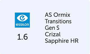 Essilor AS Ormix 1.6 Transitions Gen S Crizal Sapphire HR
