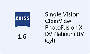 Carl Zeiss SV ClearView 1.6 PhotoFusion X DV Platinum UV (cyl)