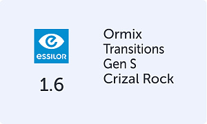 Essilor Ormix 1.6 Transitions Gen S Crizal Rock